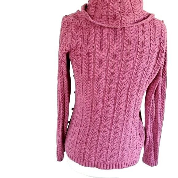 CHARTER‎ CLUB Sweater SZ S Argora Lavender Pullover Pom Poms Soft 3D Knit V-Neck - Picture 2 of 8